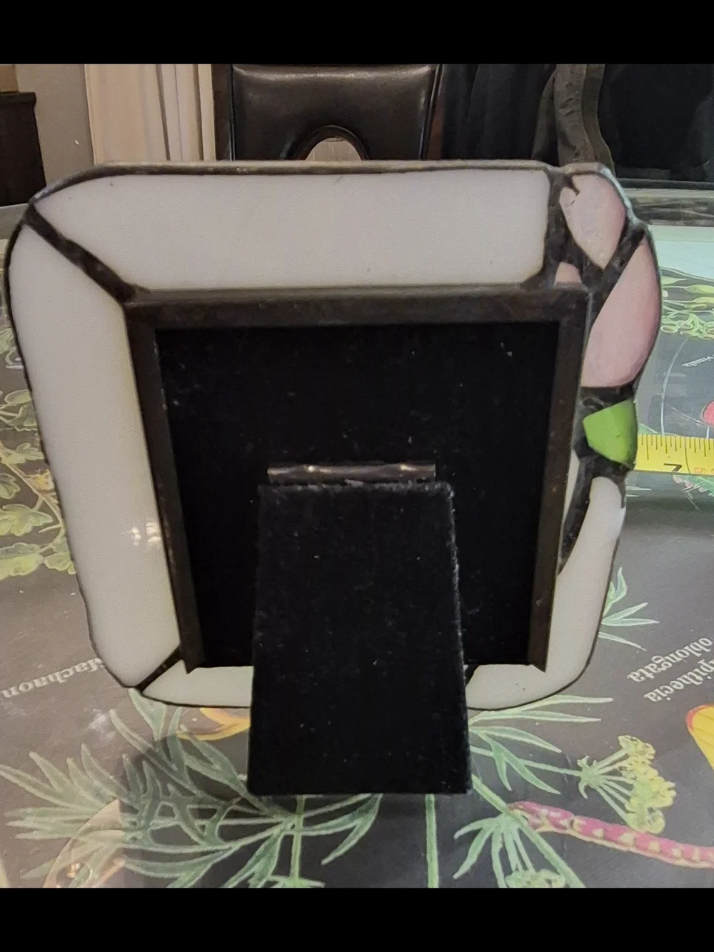 Stained Glass Photo Frame with Pink Flower Accent